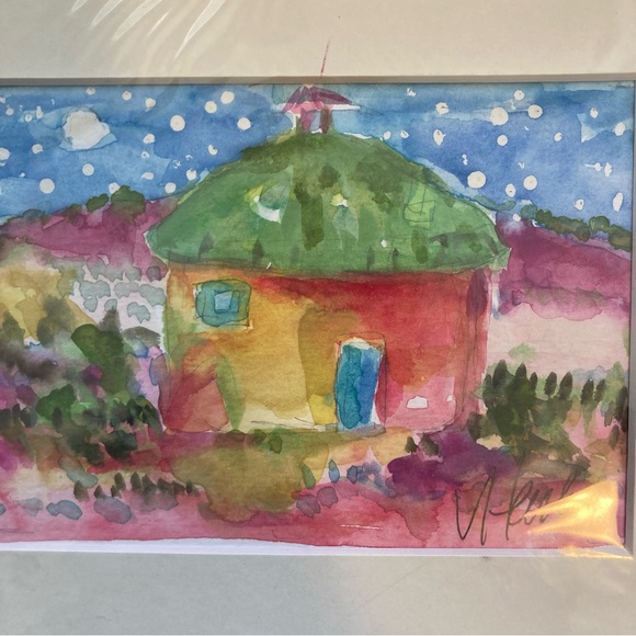 Southwest Church”An Original Watercolor Painting Matted 5"x7" Arches Paper - Picture 3 of 7